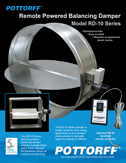 RD-10 dampers are ideal for applications where access to manually adjust the damper is difficult